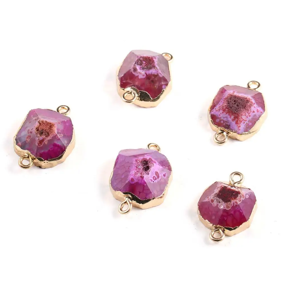 New Style Natural Quality Stone Agates Connector Double Hole for Jewelry Making DIY Charm Necklace Bracelet Gift for Daughter