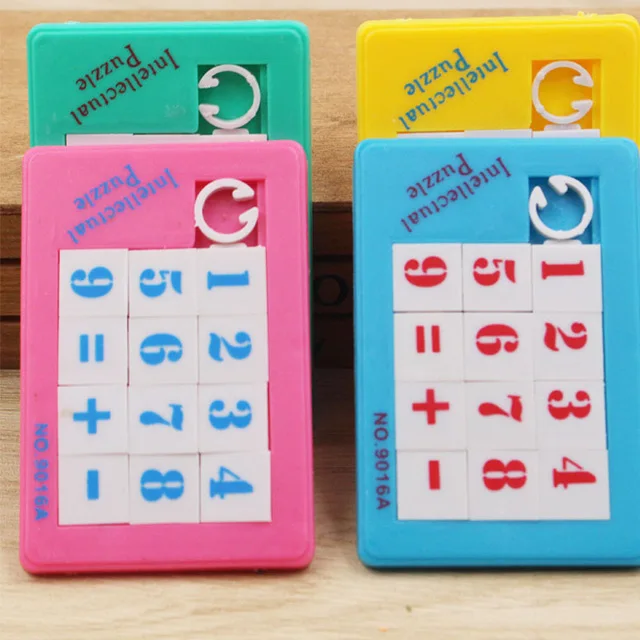 3D слайд головоломка пластиковые строительные цифры животные обучающий пазл игра игрушки Детская образовательная игрушка головоломки подарки - Цвет: Math puzzle