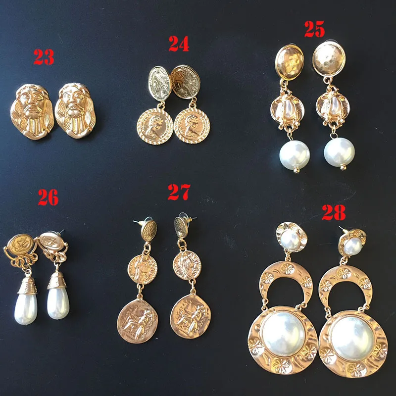 Винтажные золотые геометрические большие круглые клипсы для женщин в стиле барокко элегантные жемчужные массивные серьги ювелирные изделия