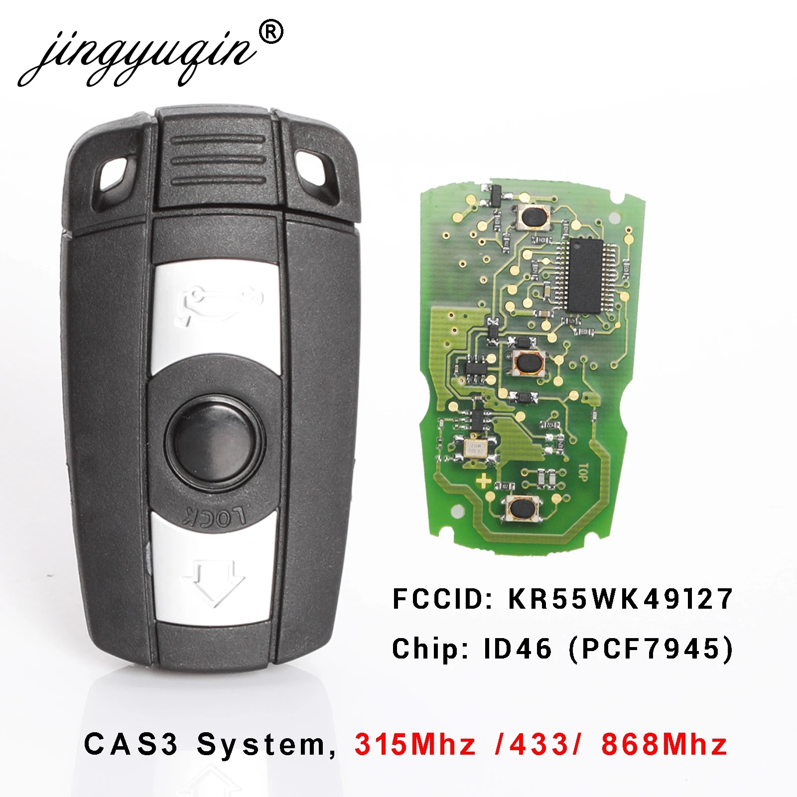 

jingyuqin 5pcs/lot Remote Key for BMW CAS3 System 315MHz / 868Mhz FSK for X5 X6 Z4 1/3/5/7 Series Vehicle Smart Key Control