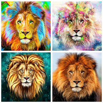 

Huacan Diamond Painting Lion Full Square Diamond Embroidery Animal Mosaic Picture Handmade Gift Wall Art Decoration