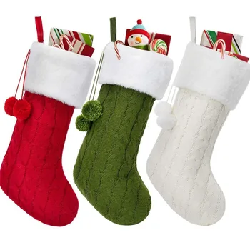 

1pc Christmas Sock Knitted Sock Christmas Decors Christmas Gifts Holiday Stocking For Children