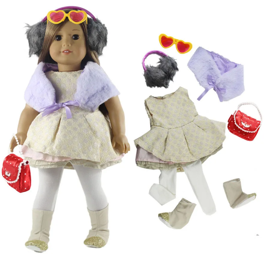 Модная Одежда для кукол, набор игрушек, одежда для 18 дюймов, Одежда для кукол, много стилей на выбор, B03 - Цвет: 7 PCS Outfit B01