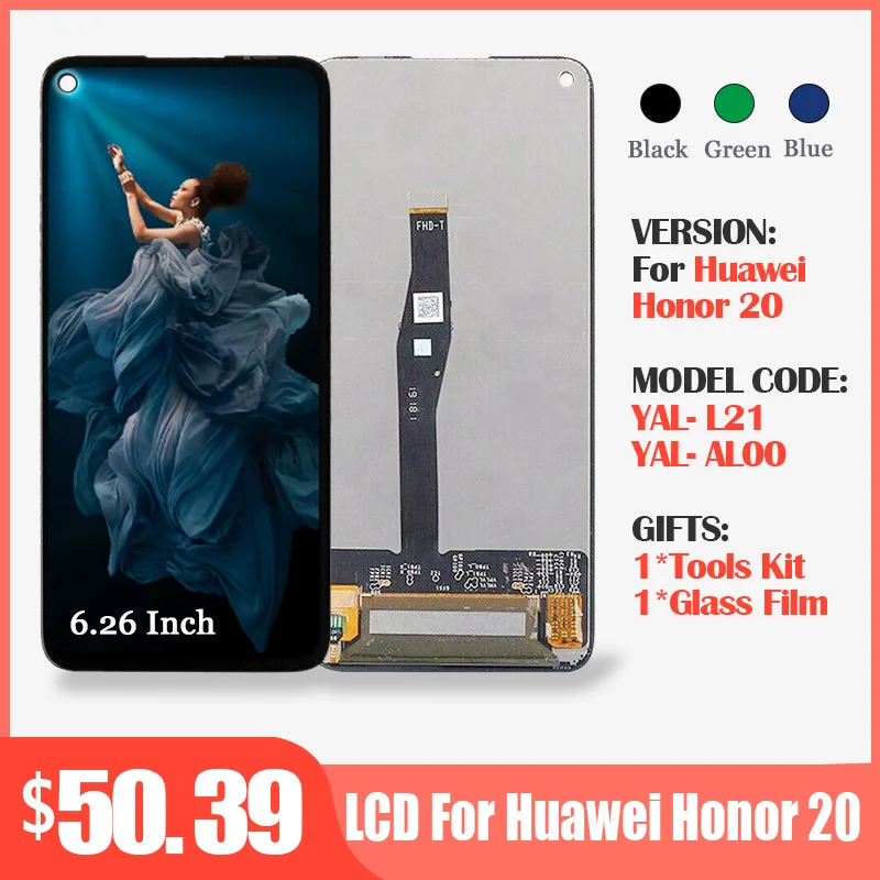 Дисплей для Huawei Honor 20 YAL-L21 LCD + сенсорный экран дигитайзер сборка Замена ЖК-экран |