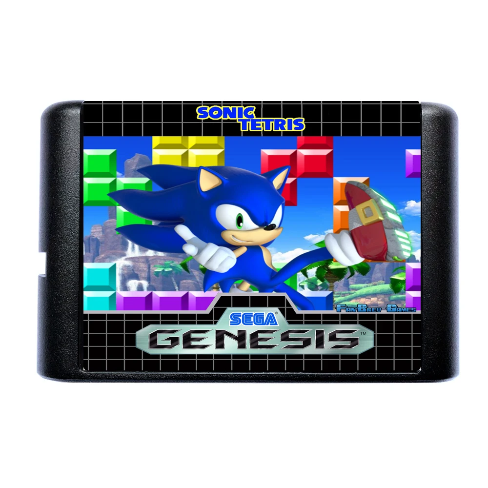 Игровая карта Sonic Tetris 16 Bit MD для Sega Mega Drive Genesis | Электроника