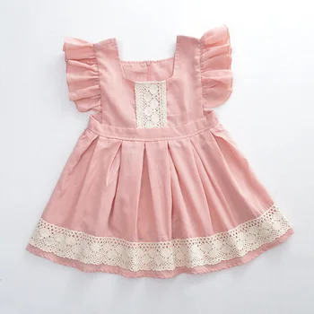 

Cute Children Casual Dress 2020 Fashion Summer Girls Flying Sleeve Pink Clothes Party Dress Kids Girls Princess Dress 2-7Y