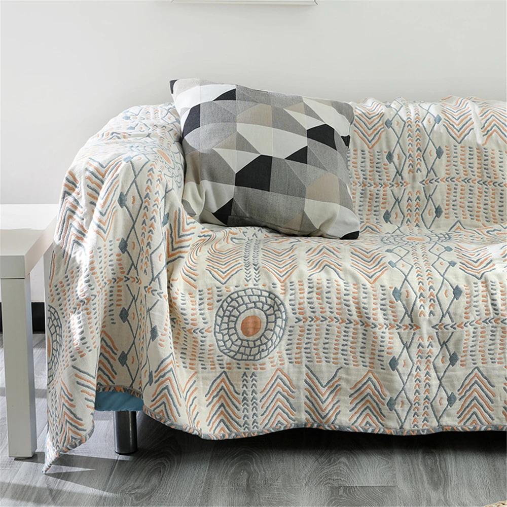 Bohemian Sofa Towel, 4 Layers, Gauze Cotton, Sofa Cover Blanket, Cushion Towel Quilt, Four Seasons 4