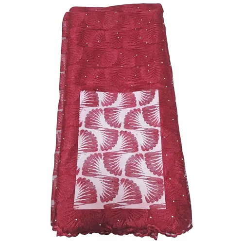 Высокое качество африканская кружевная ткань с бисером французская вышивка тюль вуаль кружевная ткань нигерийская чистая кружевная ткань для свадьбы - Цвет: RED