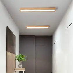 Современный светодиодный потолочный светильник с деревянным абажуром для гостиной Прямоугольник Деревянный светильник для спальни