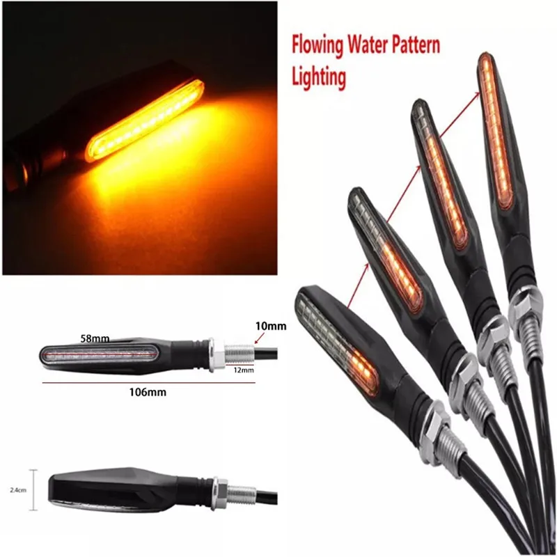 

2/4PCS Motorcycle Turn Signals Light Flowing Water Blinker Lamp Motorbike Indicator Tail Flasher Motorcycle Led Light