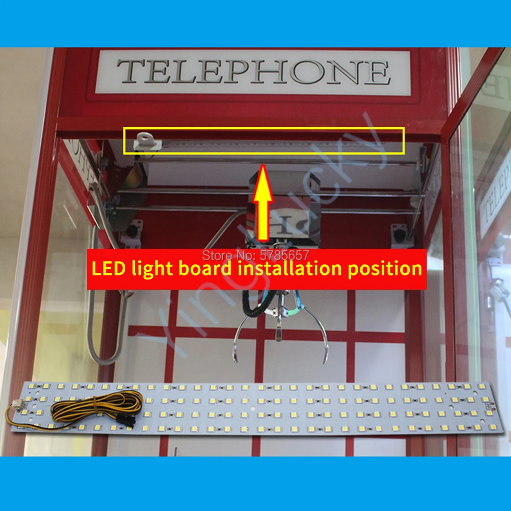 장난감 크레인 기계용 LED 라이트 보드, 80cm 너비 인형, 아케이드 캐비닛 액세서리, 50cm 길이 스트립, 12V, 220 V에 적합