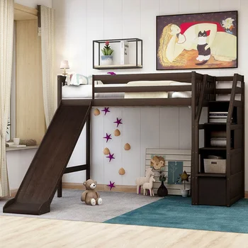 

hot sale children bunk bed with storage and slide modern design new style