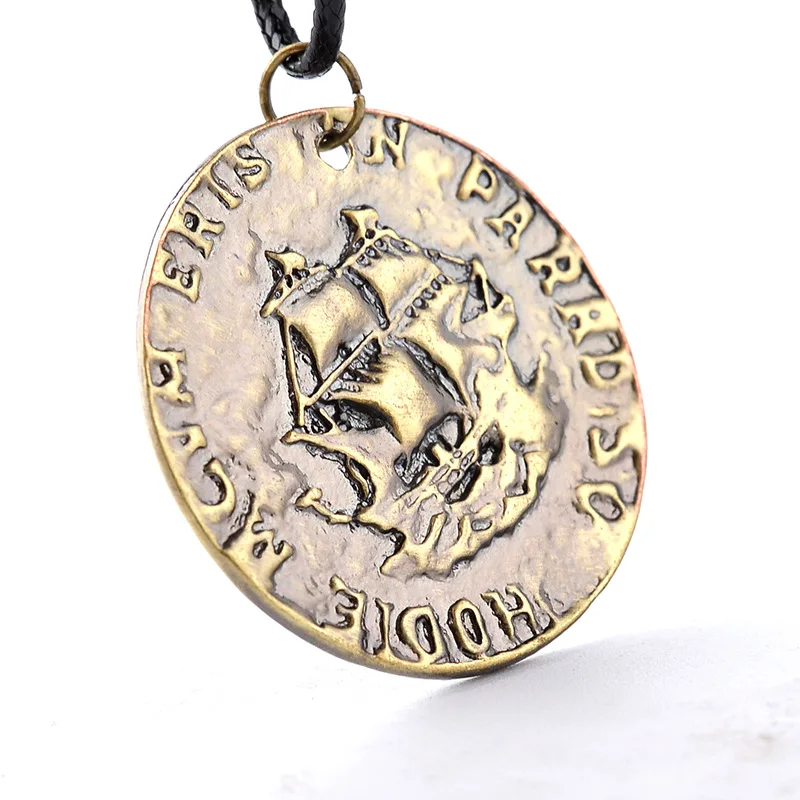 Game Series Uncharted 4 A Thief's End Metal Pendant Necklace Collection Pirate Gold Coin Skull Theme Jewelry | Украшения и
