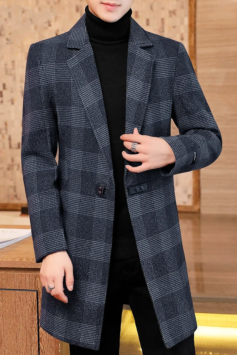 Winter Overcoat For Men Dark Brown Long Double Breasted Coat Man Woolen Jackets  Mens Social Clothing Casual And Elegant 1 Piece - AliExpress