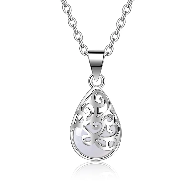 white opal Ожерелье из серебра 925 пробы, опал, рождественский подарок, микро инкрустация кубическим цирконием, ожерелье для женщин,, Черная пятница, предложения - Окраска металла: white opal