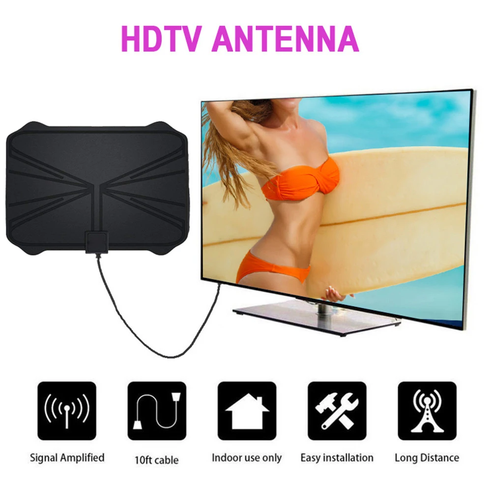 Телевизионная антенна 960 миль 4K HD комнатная усиленная цифровая ТВ для локальных