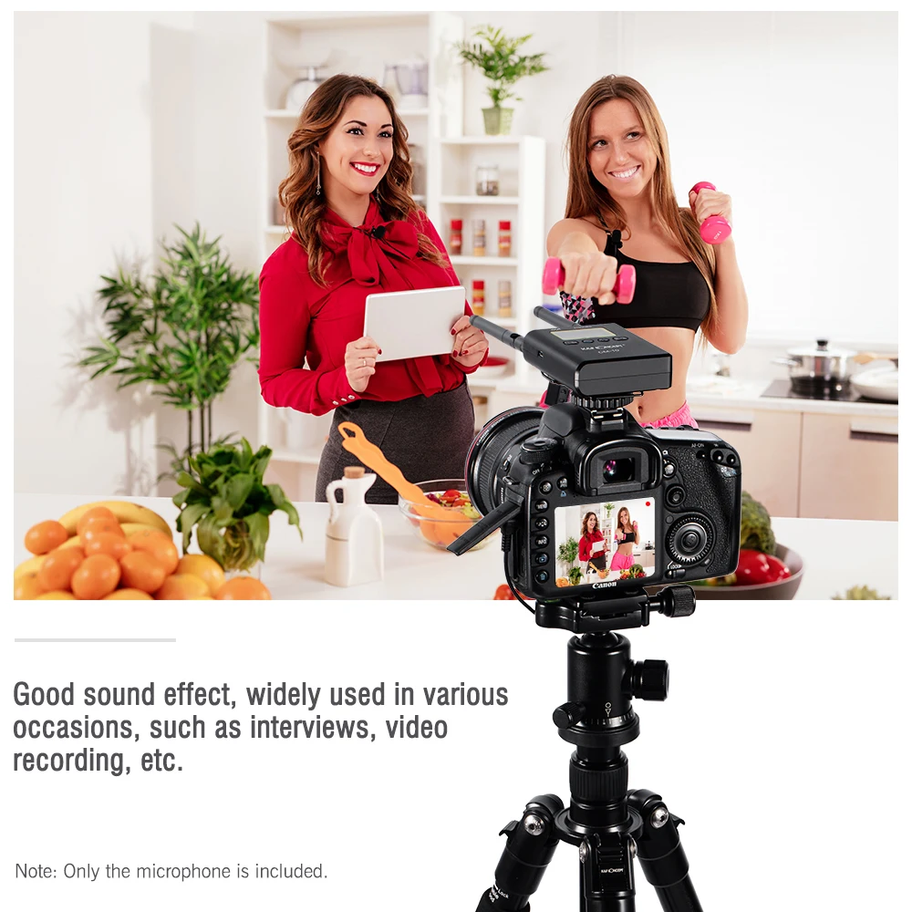 K&F CONCEPT Wireless Video Recording Lavalier Lapel Microphone Mic System UHF Dual-Channel Omni-directional Mic for Camera