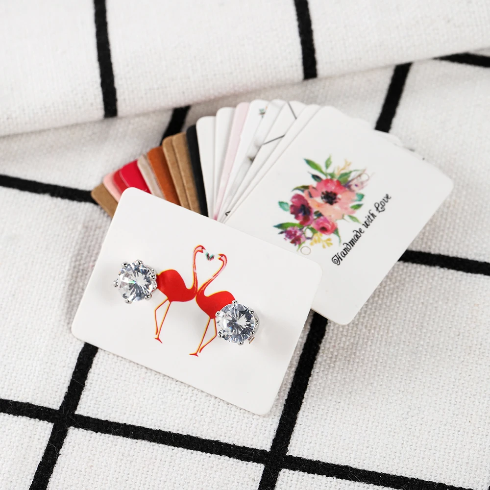 100 шт./лот серьги из крафтовой бумаги карты ушные гвоздики бирки для ювелирных