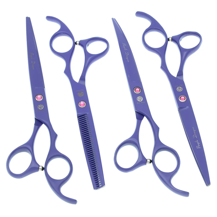 

Purple Dragon Steel 7.0" Dog Grooming Scissors Pet Cutting Shear Thinning Trimming Clipper Curved Tesoura Animal Trimmer LZS0373