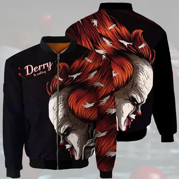 

Stephen King's It: Chapter Two 3D Sweatshirts Thicken Bomber Jacket Men's Winter Flight Coat Streetwear Adult Baseball Coat