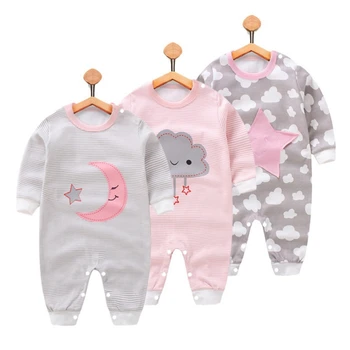 

Baby Rompers Autumn Girls Boys Long Sleeve cute Cartoon cloud Striped Print Rompers new детские вещи