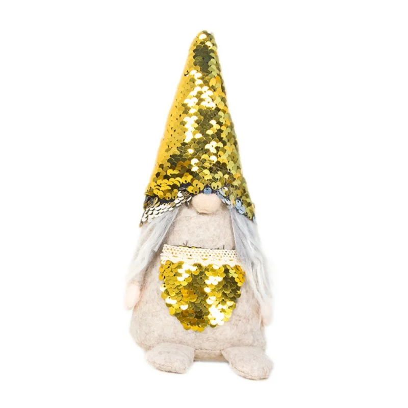 Шведский Рождественский Санта нордический эльф плюшевый гном кукла Фигурка орнамент шляпа с пайетками карманный домашний праздник украшения - Цвет: A
