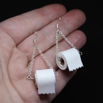 

Roll Paper Dangle Drop Earrings Funny 3D Tissue Geometric Drop Earrings Creative Paper Towel Toilet Paper Earrings For Women