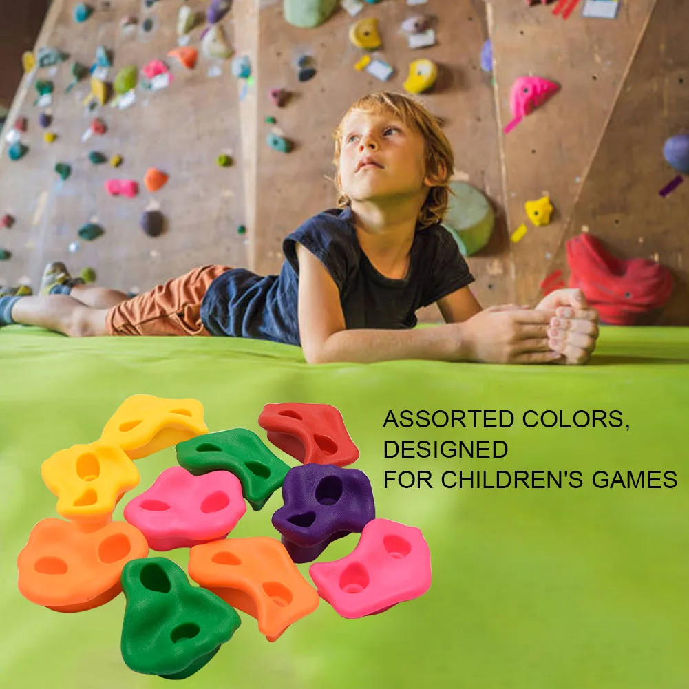 10Pcs Textured Climbing Rock Holds Wall Stones Kids Assorted Kit 2.6" 