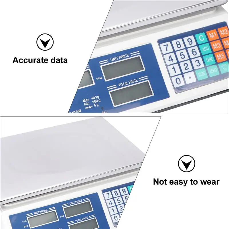 40kg Precision Electronic Price Computing Scale Stainless Steel Electronic  Kitchen Scales Commercial Shop Scales Weigh(EU