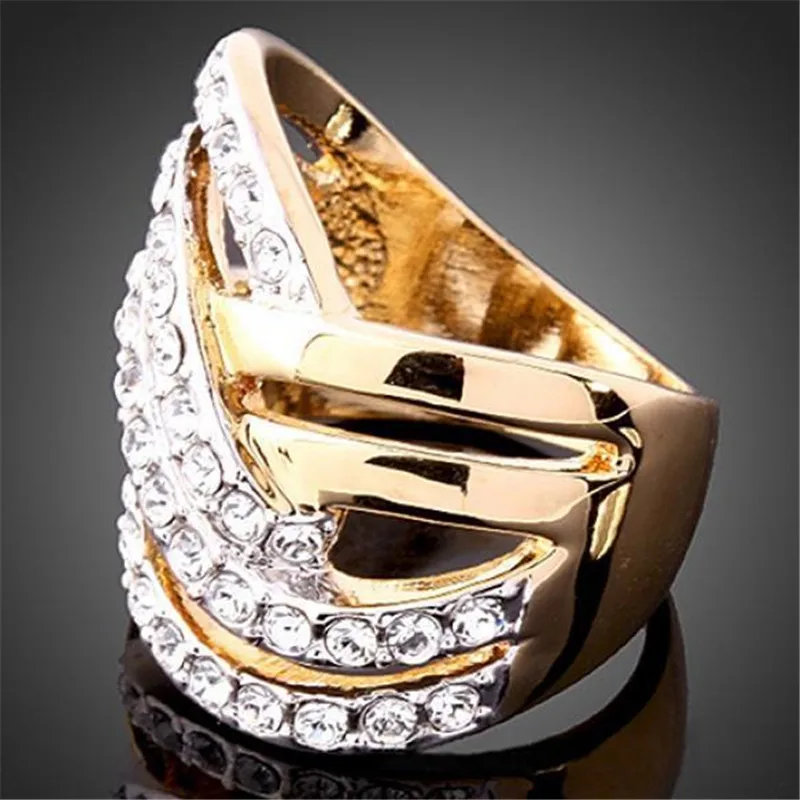 FDLK   Women Luxury Alloy Finger Band Inlaid Ring Jewelry Gift