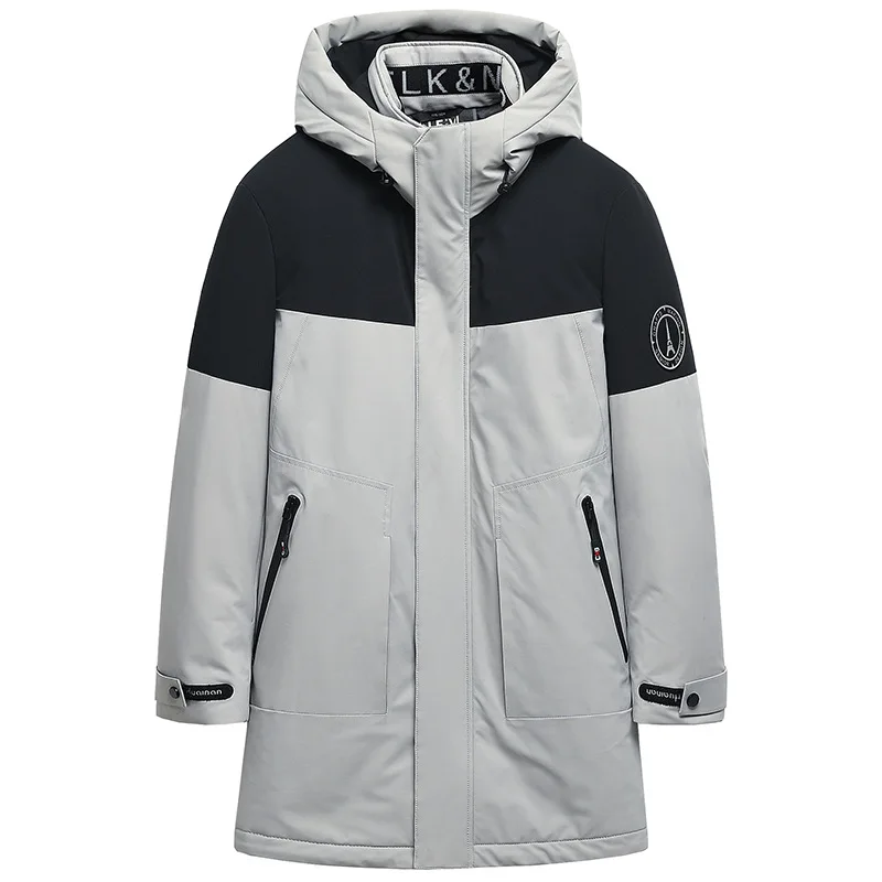 AZ-9103 gray Aismz Russia Canada Winter Men's Business Casual Thick Warm 90% White Duck Down Jacket Windproof Waterproof Long Down Coat - Цвет: AZ-9103 gray