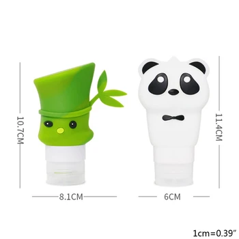 

2Pcs Bamboo Panda Silicone Empty Bottles Set Refillable Squeeze Containers Tube G99E