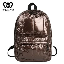Женский рюкзак, женский, для путешествий, водонепроницаемый, нейлоновый, глянцевый, школьный рюкзак, для девочек, светоотражающий, серебряный, сумка, mochilas mujer XA66WB