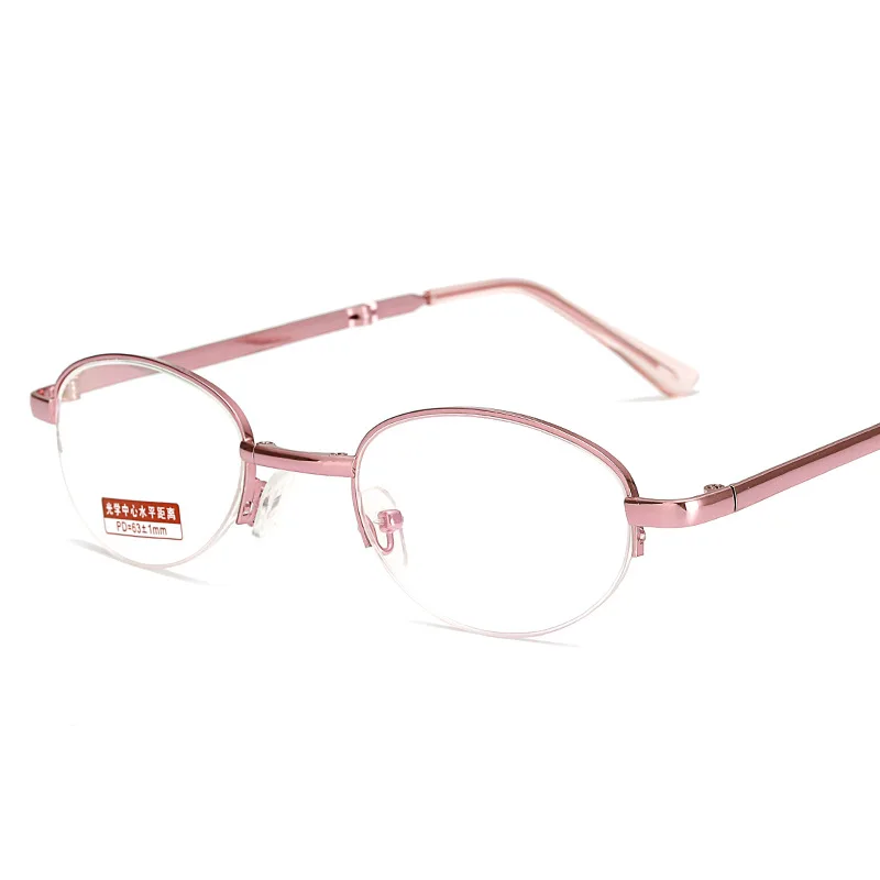 Портативные складные очки для чтения, женские розовые металлические складные очки для дальнозоркости, роскошные сверхлегкие очки для дальнозоркости, женские 577