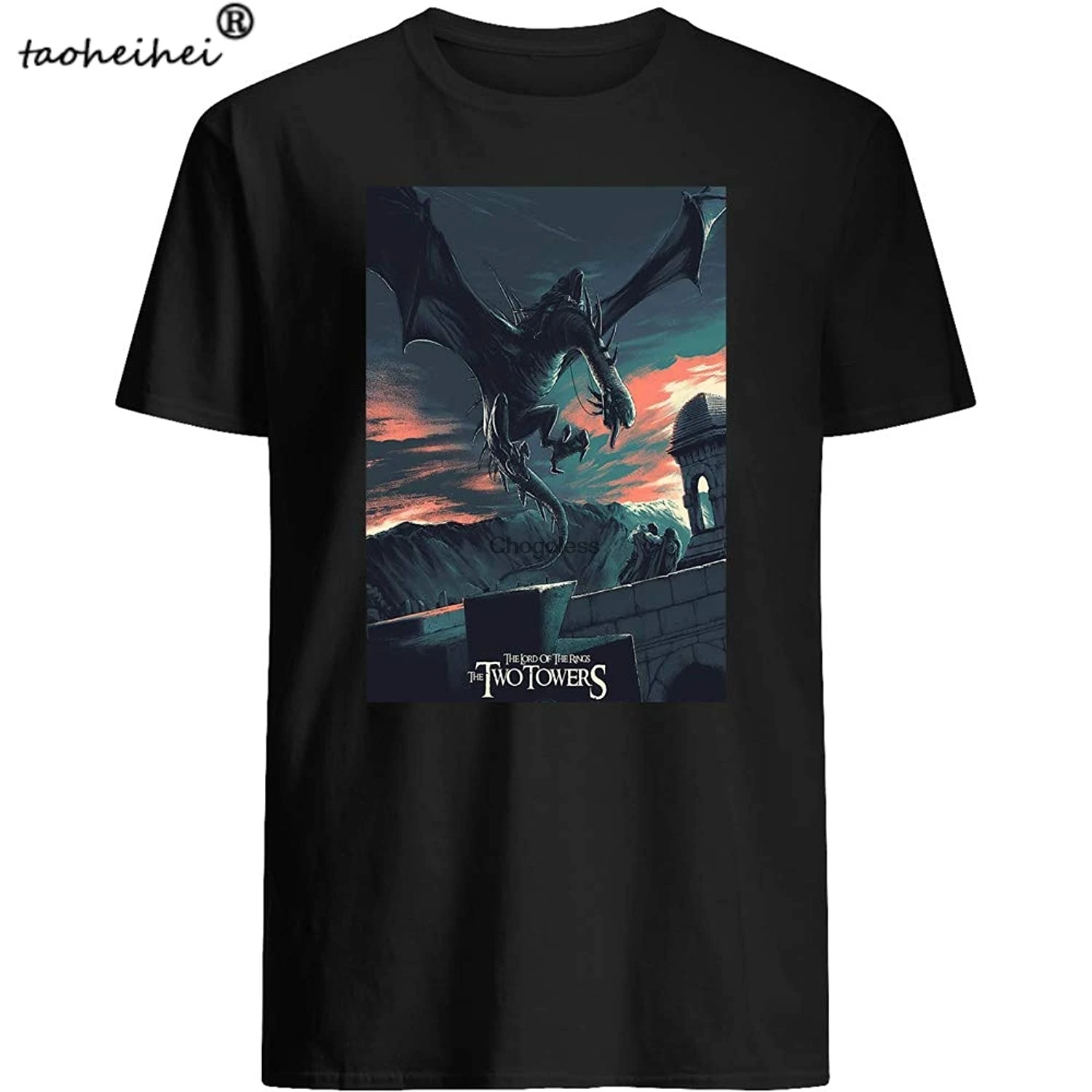 The Lord Movie of Rings Two Towers Fantasy Poster Frodo Baggins Aragorn Legolas Gift Graphic Unisex T-Shirt | Мужская одежда