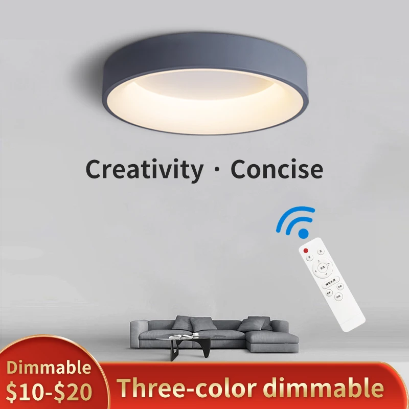 led ceiling lights for homes Led Ceiling Light Modern Nordic Round Lamp With Remote Control Surface Mounted Lighting Fixture Home Living Room Bedroom Study ceiling lights for hall