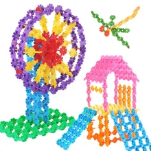 100 pçs/saco blocos de construção de floco de neve, brinquedo educativo de plástico multicolorido para crianças, presente para crianças
