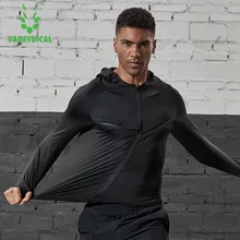 Vansydical Мужская спортивная куртка для бега, тренировочные топы для бега, куртки с капюшоном для фитнеса, тренажерного зала, топ для тренировок, велоспорта, топ на молнии