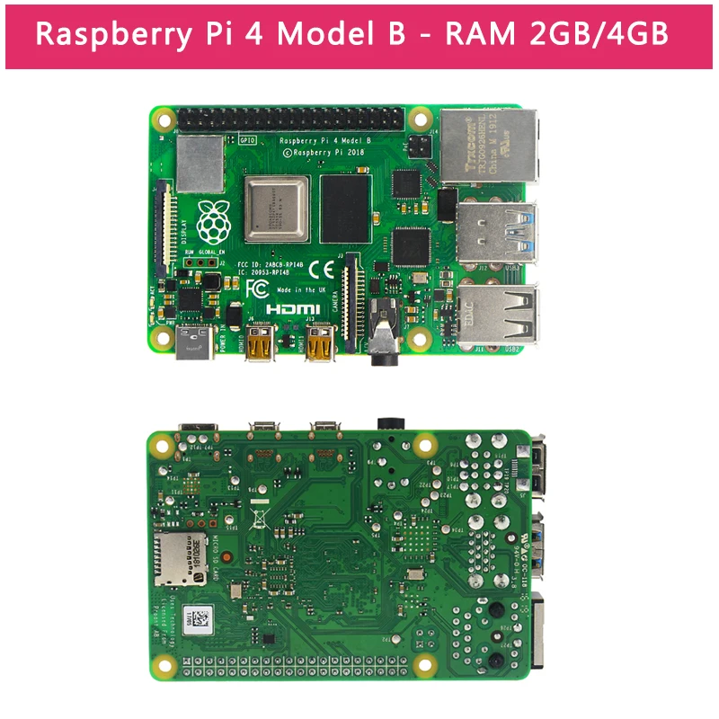 Raspberry Pi 4 Model B Kit 2/4/8GB RAM + 64GB SD карта чехол из АБС пластика теплоотвод адаптер