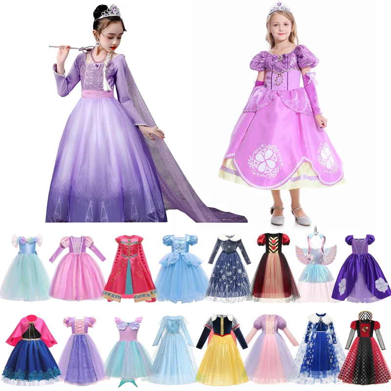 Girls Princess Costume Anna Elsa Halloween Fancy Dress Snow White Candy