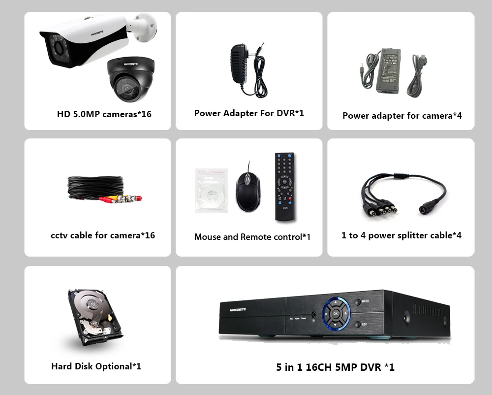 16CH супер HD 5MP DVR комплект безопасности 8 шт. мини металлический купол 8 шт. уличный классический Лидер продаж цилиндрические камеры наблюдения 5MP