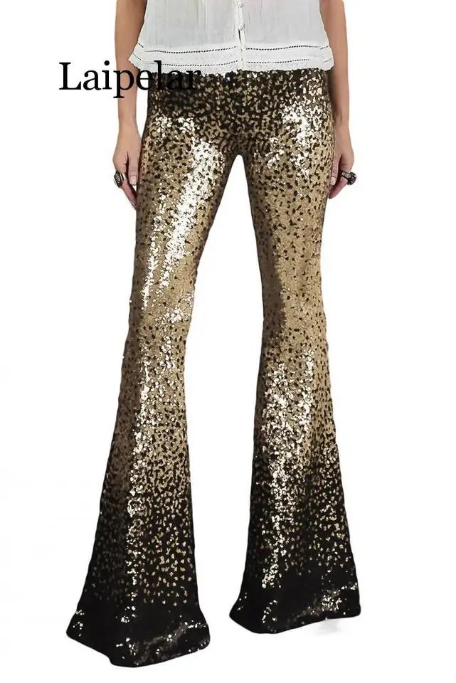 black glitter flared trousers