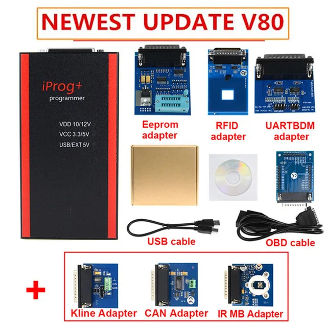 Iprog+ Iprog Pro V80 ключевой программист поддержка IMMO коррекция пробега сброс подушки безопасности до года Замена Carprog/Digiprog