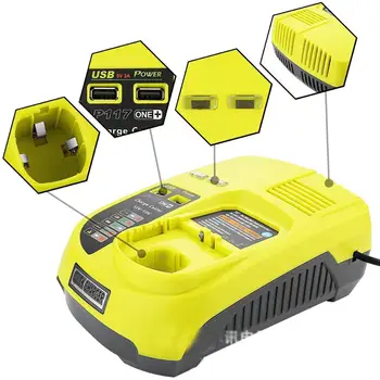 

12V 14.4V 18V Dual Use Ni-MH Ni-Cd Li-ion USB Battery Charger For RYOBI electrical drill P108 P117