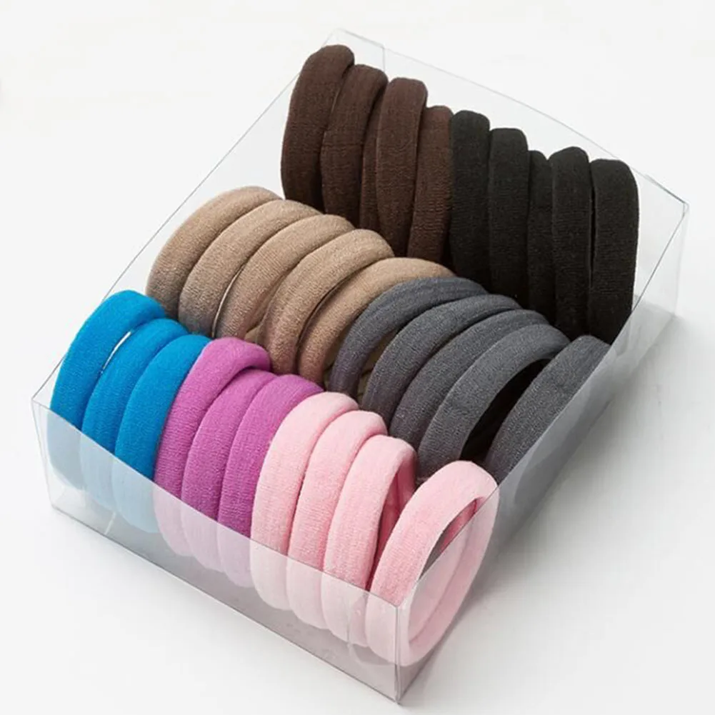 30PCS Women Girls 4CM Colorful Polyester Elastic Hair Bands Ponytail Holder Rubber Bands Scrunchie Headband Hair Accessories