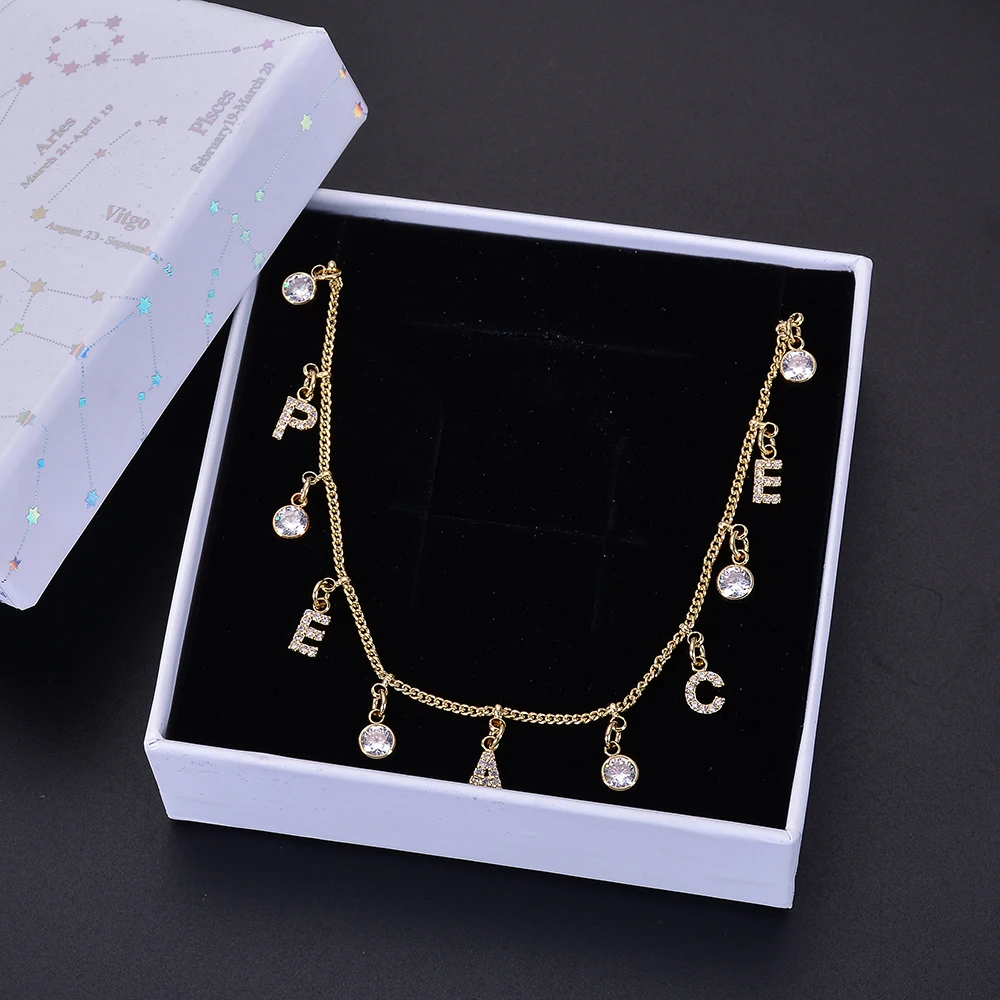 DUOYING циркония паве ожерелья с буквой персонализированные пользовательские имя ожерелья с именами шары цепь ожерелья NLK120 6 мм буквы