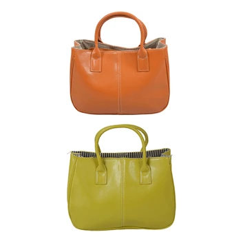 

NEW-Woman Ladies Class PU Leather Satchels Tote Purse Bag Handbag - Orange & Shoulder Bag PU Leather Women Bag Lemon Yellow