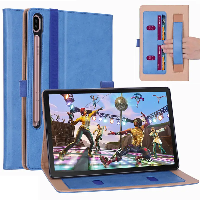 Blue Роскошный чехол для Samsung Galaxy Tab S6 10,5 SM-T860 SM-T865 T860 10,", Чехол из мягкого ТПУ с подставкой+ подарок - Цвет: Blue
