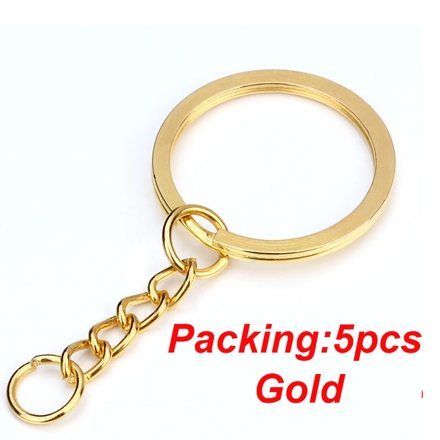5-20pcs/lot Key Chain Key Ring keychain Bronze Rhodium Gold 28mm Long Round Split Keyrings Keychain Jewelry Making Wholesale DIY 5PCS Gold