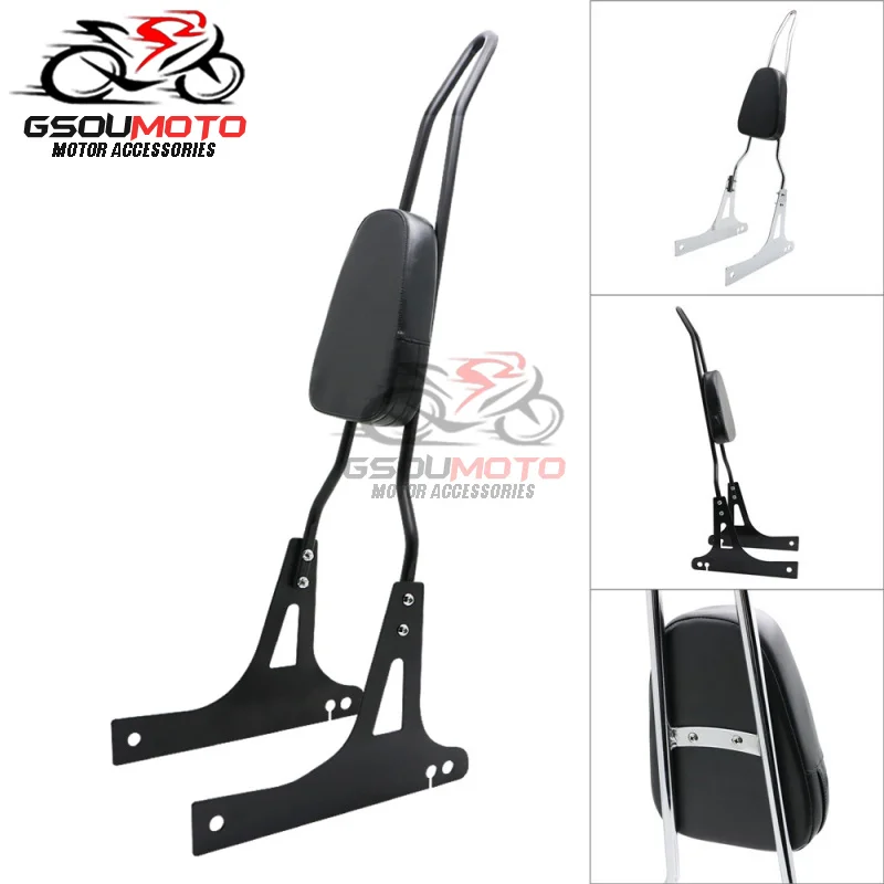 Мотоцикл Топ лук черный/хром спинки Сисси Бар подушки Pad для Harley Dyna Street Bob FXDB супер